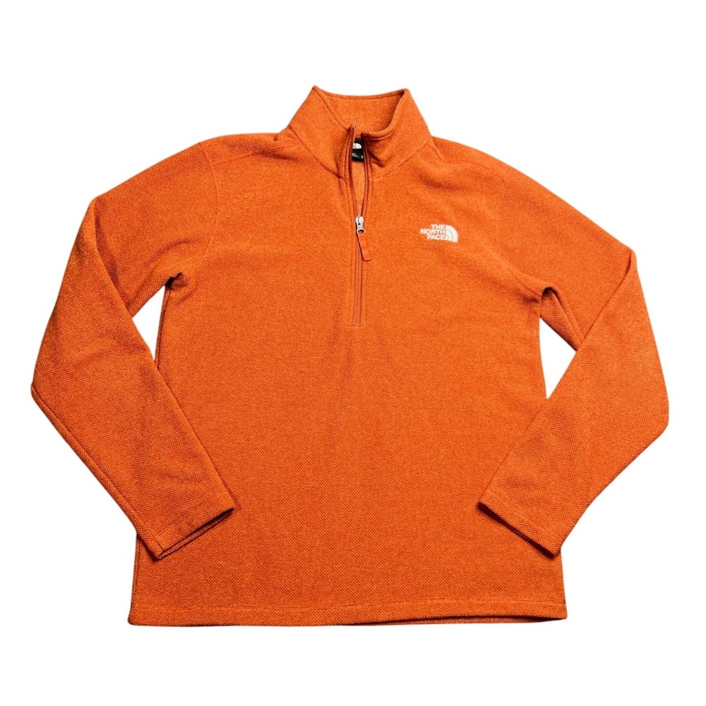 The North Face Mens Medium Orange Quarter Zip Waffle Fleece Pullover NF0A5G5ZBLB